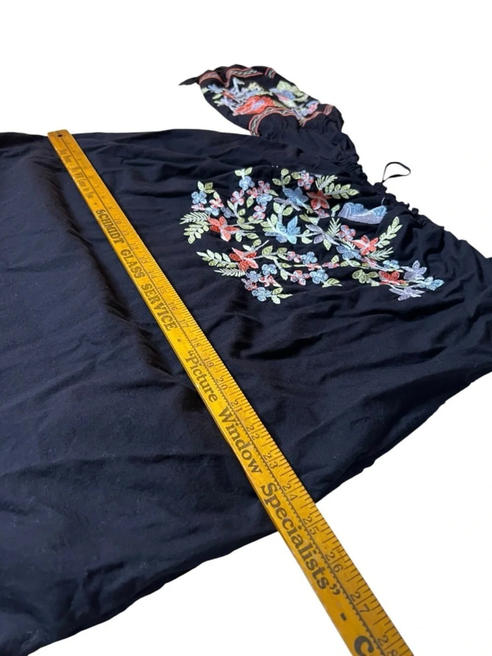 Free People Fleur Du Jour Embroidered Mini Dress Black Boho Peasant Puff Sleeve